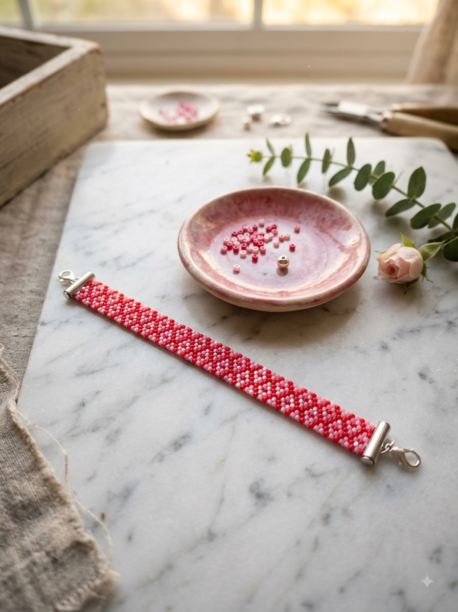 Bracelet Peyote – Douceur de Rose
